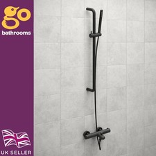 Luxury Matt Black Thermostatic Bath Shower Mixer with Adjustable Slide Rail