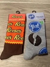 Crew Socks Novelty Design (2 Pairs) Adult Shoe Size 6-12 Reese’s & York NEW