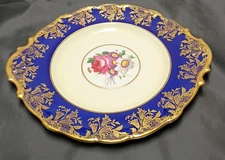 Paragon Blue Gold Floral Plate Fine Bone China By Appointment to H.M. Queen Mary
