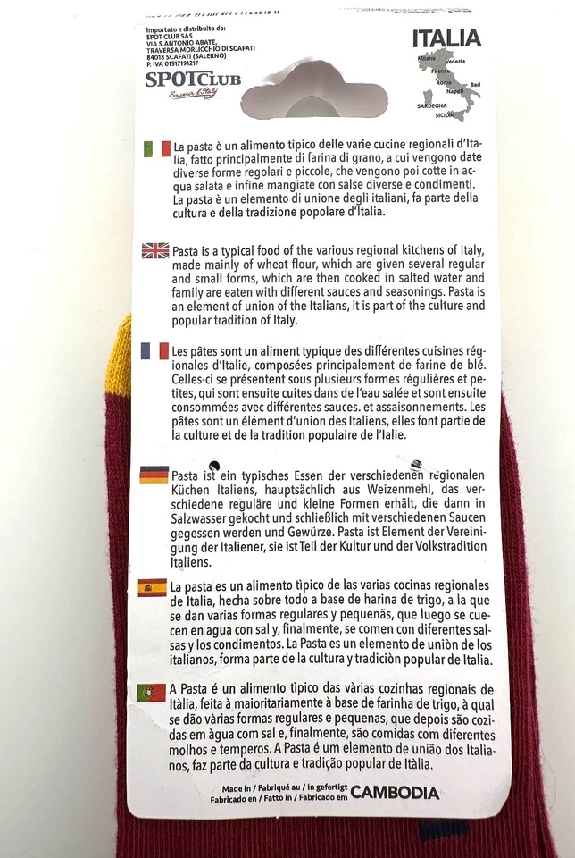 SPOT CLUB Italia Pasta Novelty Socks NWT Red Pasta Pattern Small Mid-Calf Socks - Image 4 of 4