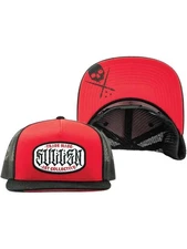 Sullen Men's Station Snapback Hat Tattoo Style Skull Paintbrush Logo Trucker Cap