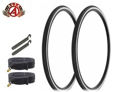 ALTA BICYCLE 27x 1 1/4 WHITEWALL TIRES ZIGZAG TOURING w/33mm SCHRADER Tube (6pc)