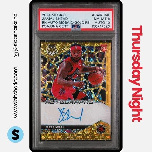 2024 PANINI MOSAIC JAMAL SHEAD ROOKIE AUTO FAST BREAK GOLD RC /10 PSA 8 AUTO 10
