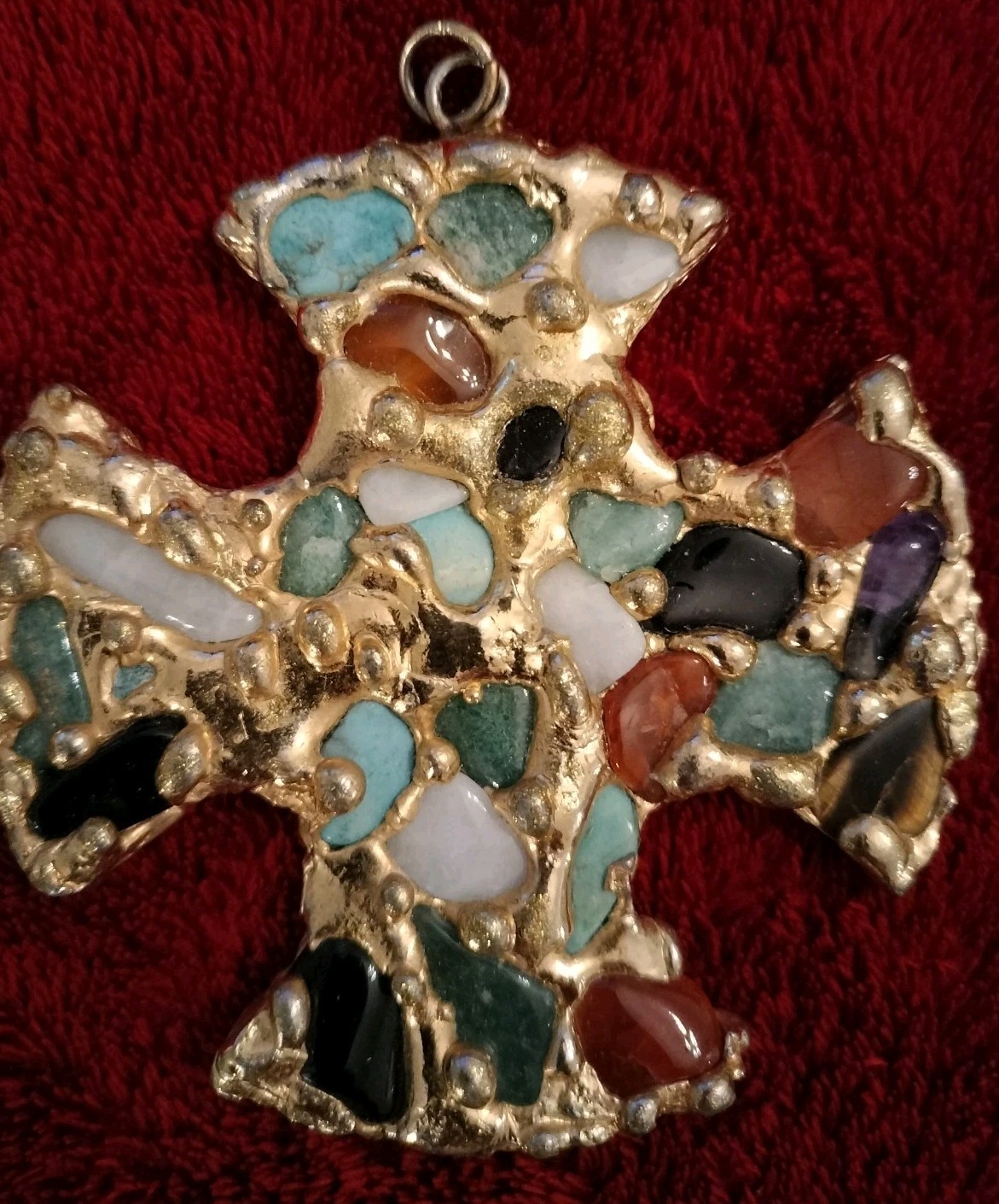 Cross Statement Pendant Featuring Inlaid Various … - image 5