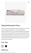 Bedgear Sherpa Performance® Throw Beige 60x50 New Unopened Box