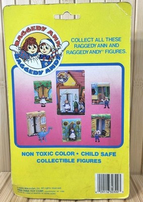 Vintage 1988 Raggedy Ann and Andy Figurine w/ Mini Playhouse by
