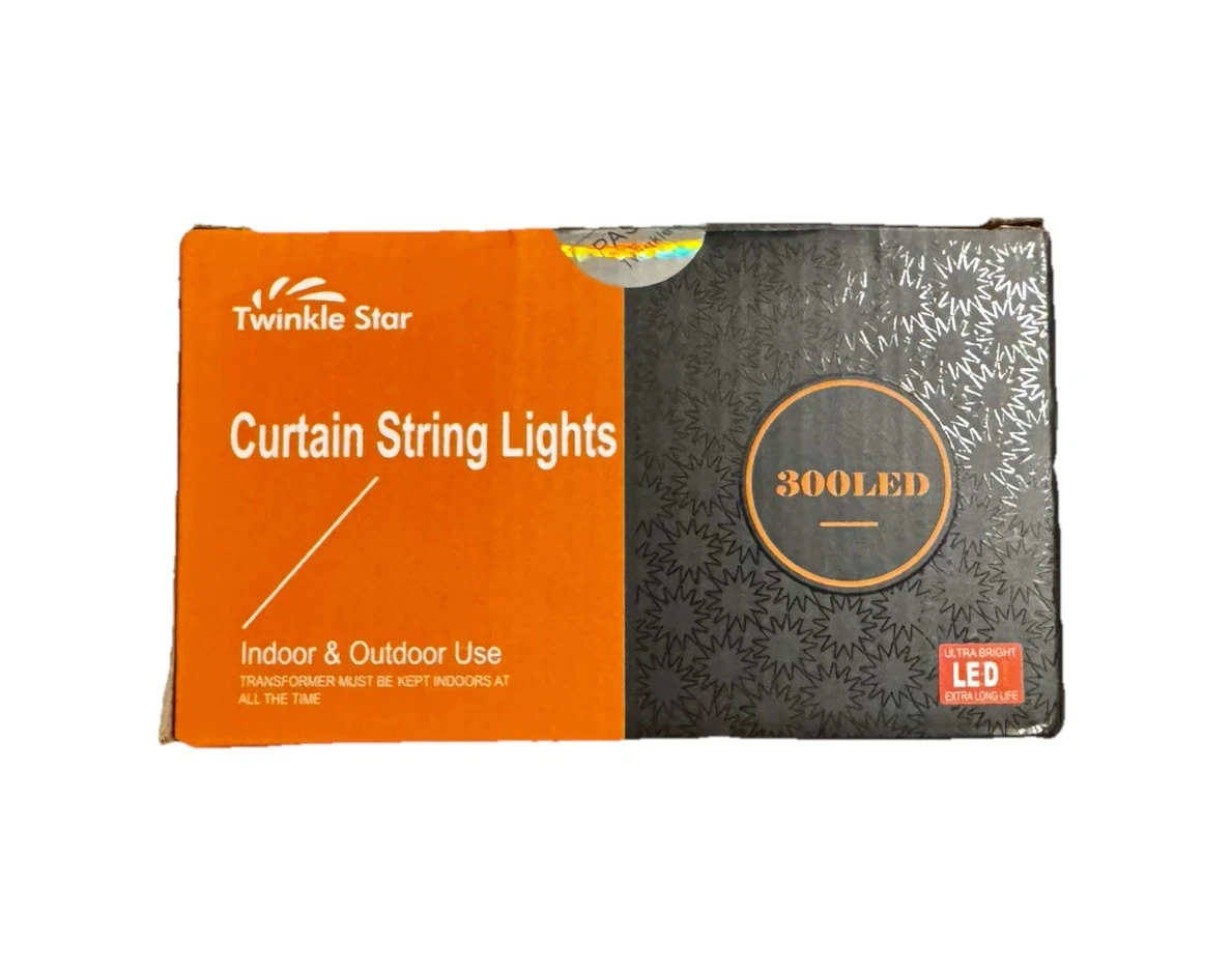 Twinkle Star 300 LED Curtain String Lights Indoor/Outdoor Fairy Decor Dorm NEW