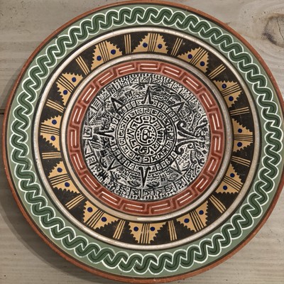 Authentic Aztec Mayan Calendar Clay Pottery Charger | eBay