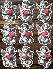Sitting Valentine Cherub Vinyl Stickers Set Scrapbooking Laptop Waterbottle