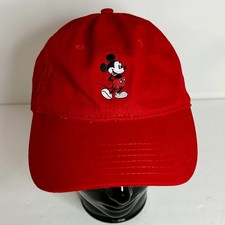 Disney Mickey Mouse Red Baseball Cap Adjustable Strap Cotton Embroidered NWT