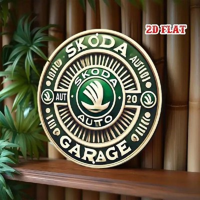 Blechschild rund Skoda Garage Vintage Nostalgie Metallschild TEL3767