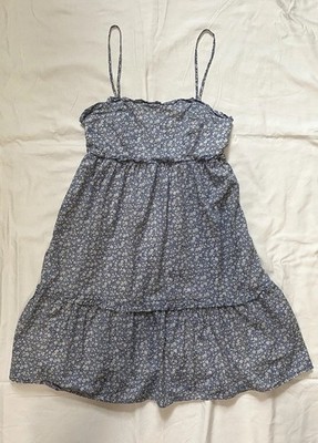 & Other Stories Paris Atelier US 4 Frilled Ditsy Floral Summer Dress Blue White