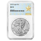 2025 $1 American Silver Eagle NGC MS70 West Point Star Label