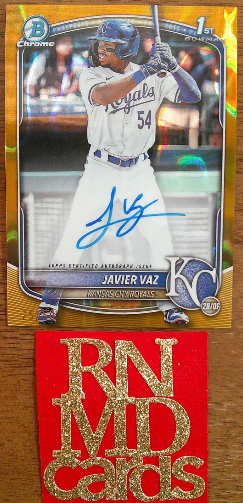 2025  Topps Bowman Chrome 1st Javier Vaz Gold Lava Refractor auto /50