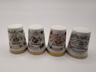 Set of 4 Royal Doulton Bramley Hedge Seasons Vintage China Collectible Thimbles