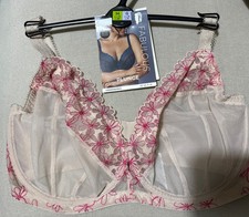 M&S FABULOUS FLORAL EMBROIDERY UNDERWIRED PLUNGE BRA In NUDE Size 34G