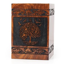 Wooden Cremation Urns Box for Human Ashes, Memorial Keepsake Boxes for Adults...