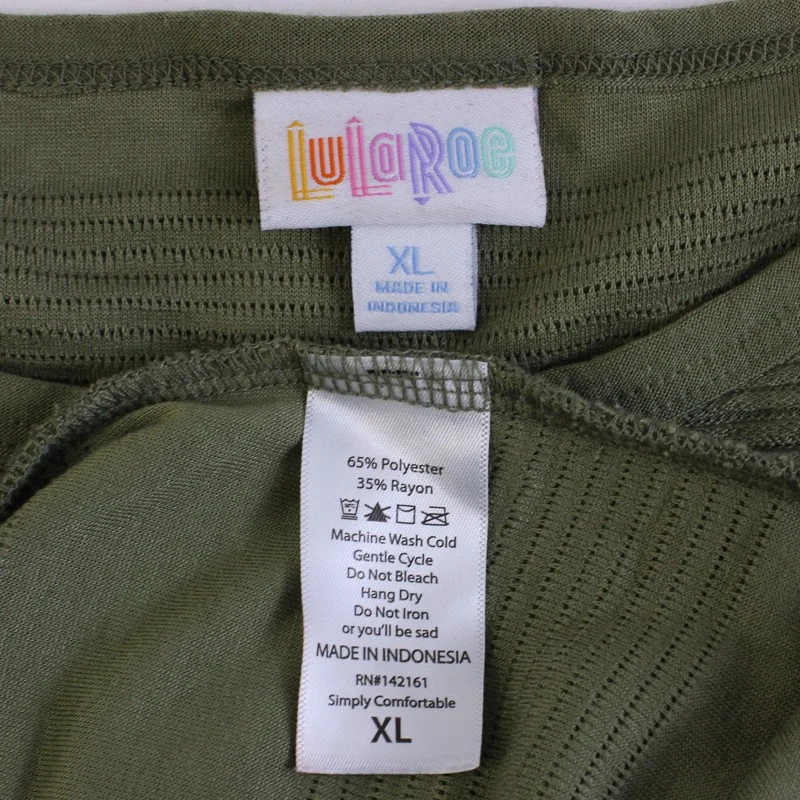 Футболка женская LuLaRoe армейская зеленая текстурированная с коротким рукавом размер XL - Изображение 4 из 4