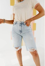 NWT Vervet Tammie Relaxed Bermuda Shorts SMALL Denim Distressed High Rise