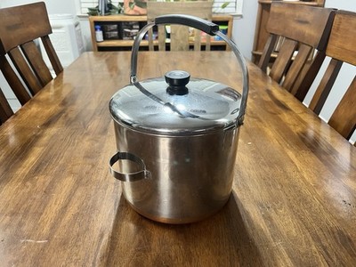 Vintage Revere Ware 8 Quart Stock Pot Copper Clad Stainless Steel, Riverside CAL