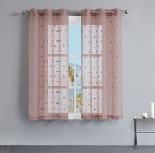 – Evelyn Sheer Pom Pom Embroidered Curtain | Window Voile Panel Curtains | Li...