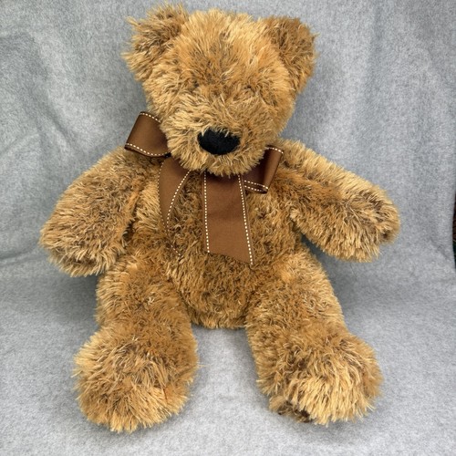 FAO Schwarz 18” Toys R Us Plush Brown Teddy Bear Ribbon Bow 2016 Velvet Nose