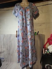 LOFT- Floral Tiered Midi Dress-Size Lg-Light Eggshell Blue No Waist Tie 