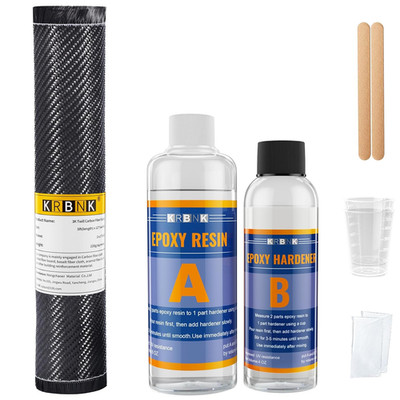 Carbon Fiber Repair Kit 5ft x 12in Cloth Roll Epoxy Resin Hardener Set
