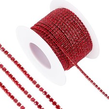 10 Yards 2 MM Rhinestone Chain Trim, Red Crystal Close Chain 2mm*10yard red