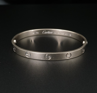 Cartier LOVE Bracelet Classic 18k White Gold Sz 18 Screwdriver