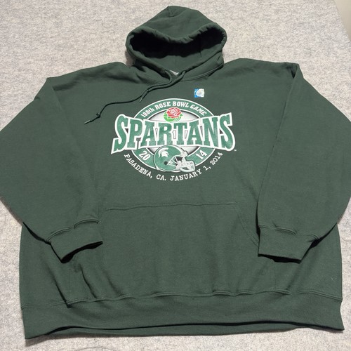 MICHIGAN STATE Hoodie Men’s 2XL GREEN 100thRose Bowl Game 2014 Pasadena Spartan