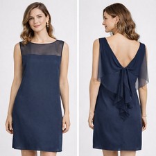 RED VALENTINO SPA navy blue textured silk accent cocktail dress Italian size 34