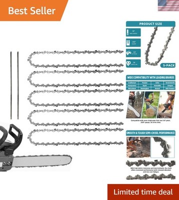 Reliable 5-Pack 16 Inch Chainsaw Chains - Smooth Cuts & Long-Lasting Performance