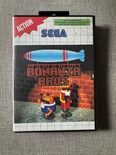 Sega Master System BONANZA BROS w/Cartridge Instructions & Box (CIB)