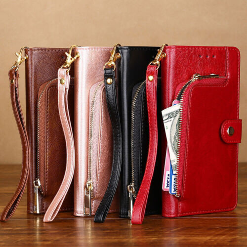 Zipper Leather Wallet Cover Case For Google Pixel 6 7 8 9 Pro XL 8A 9A TCL 403 - Picture 2 of 17