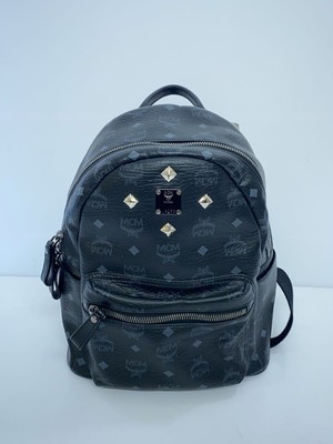 MCM Backpack MMK2AVE02BK001 Leather Black Rucksack Silver Studs 