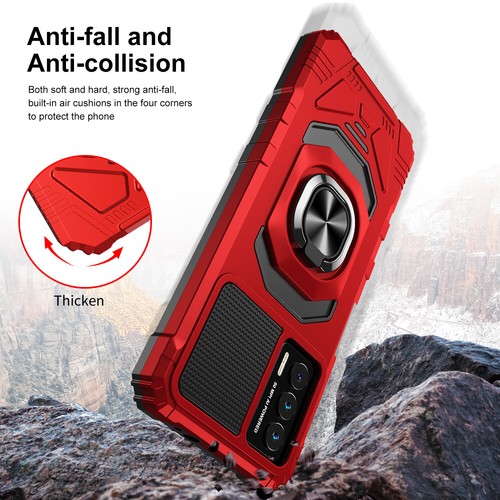 Funda de teléfono con soporte de anillo para Cricket Outlast/AT&T Jetmore con vidrio templado - Imagen 41 de 41
