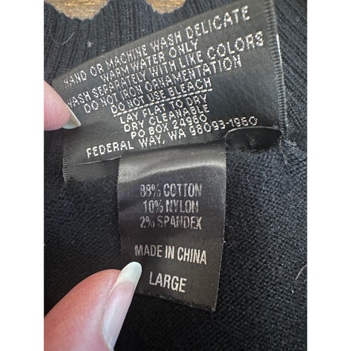 Christine Alexander Snowflake Quarter Zip Sweater Embellished Black Large - Picture 3 of 10