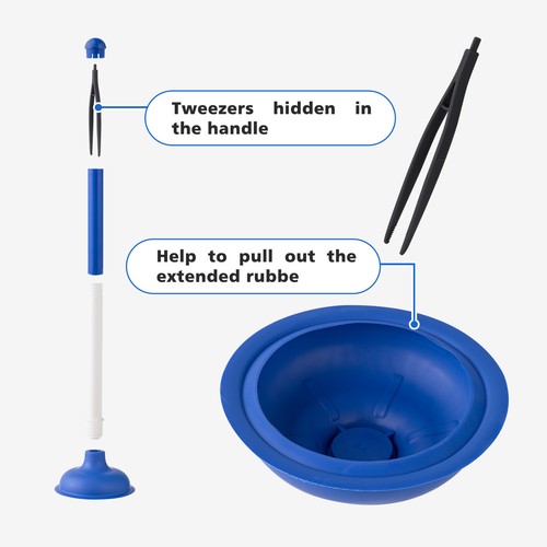 toilet plunger and brush with bracket, 2-in-1 toilet brush plunger set - Picture 3 of 5