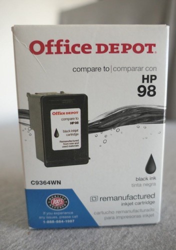 NEW Office Depot HP 98 Remanufactured Black Ink Cartridge DeskJet 5940 D4168 - 第 4/4 張圖片