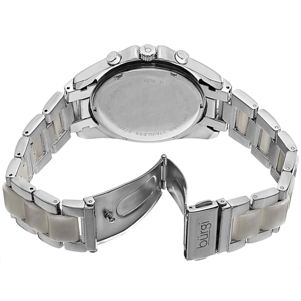 NUEVO Reloj Burgi BUR094SS Mujer Pantalla Analógica Cuarzo Suizo Plateado y Blanco 33FT Foto 2 de 4
