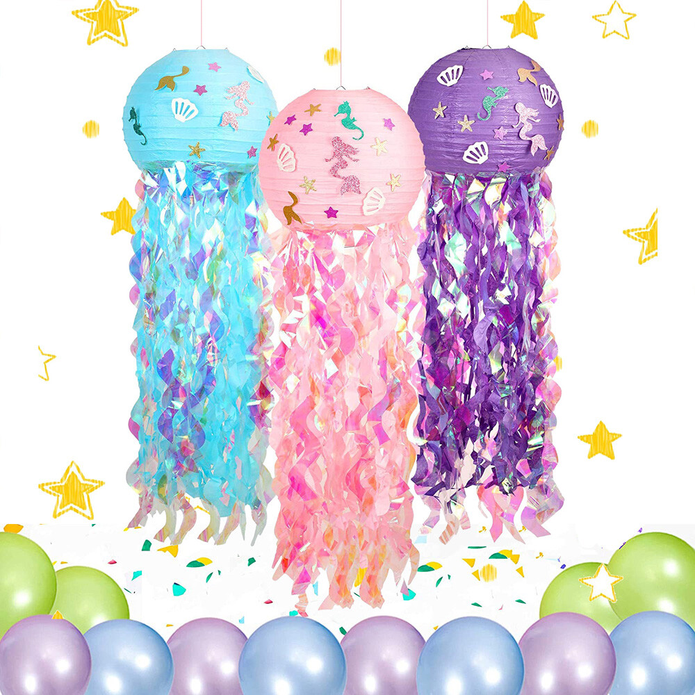 Hanging Jellyfish Paper Lanterns Ocean Theme Party Decor Hanging