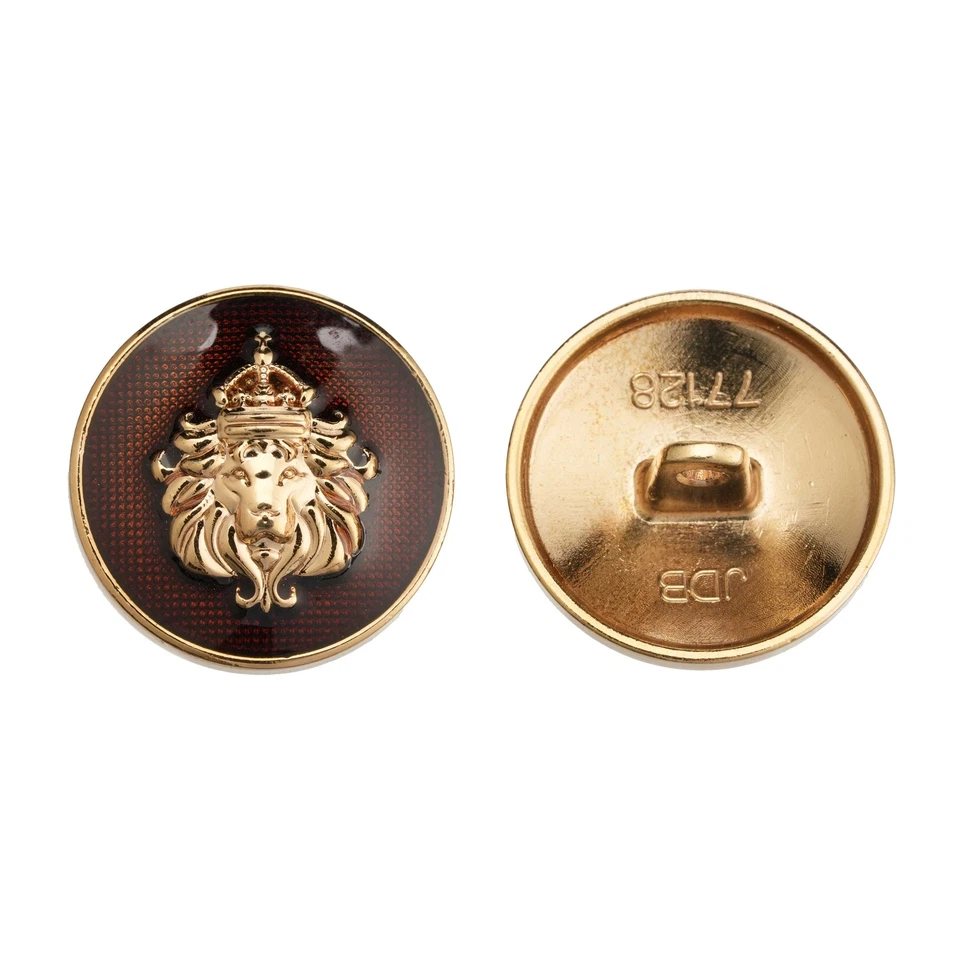 5pcs Royal Lion Head Metal Button, Vintage Style Brass Button for Jacket, Sewing - Image 2 of 3