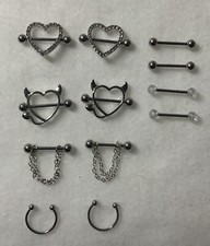 6 Pairs Silver Surgical Steel Barbell Nipple Shield Body Piercings Rings