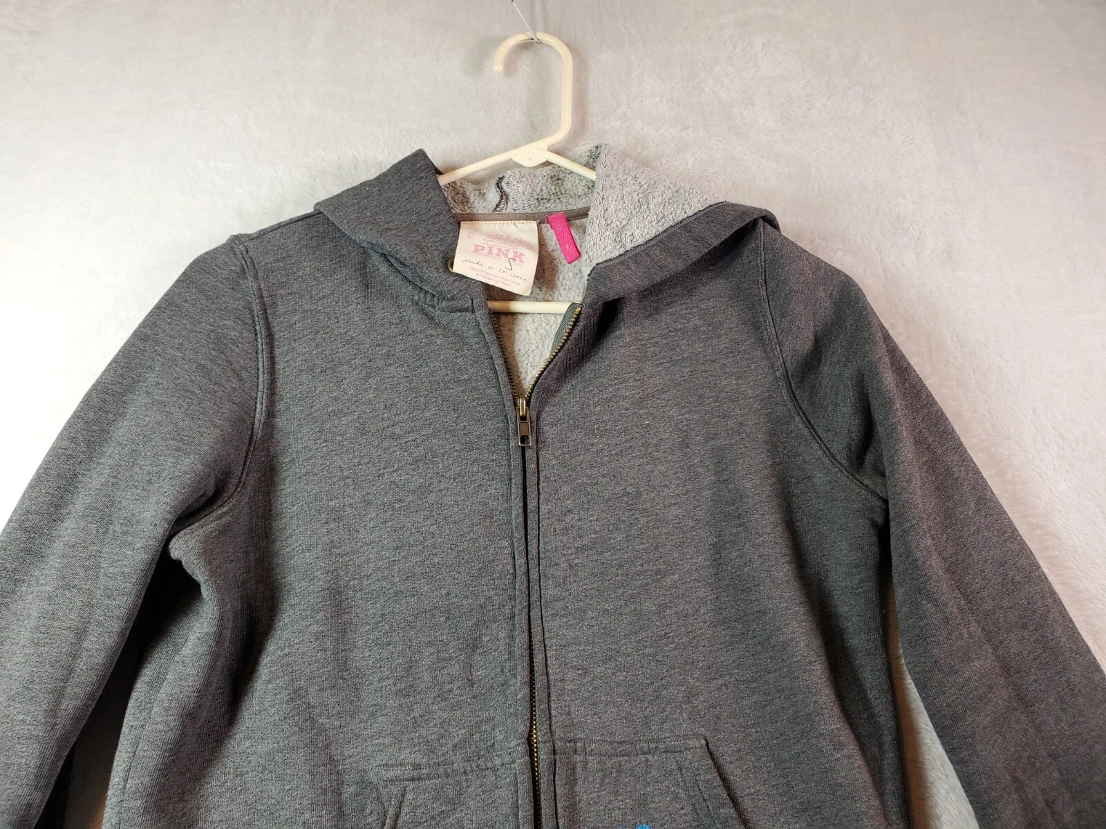 UNDERCOVER Felpa con cappuccio ROSA Victoria's Secret donna piccola grigia lavorata a maglia tasche con cerniera completa