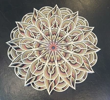 Multilayer Wooden Mandala Boho Wall Art Decor Handcrafted 6 Layered - A0107