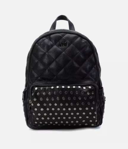 XTi Zaino donna in ecopelle trapuntato nero borchie con cerniera tasche  interne | eBay
