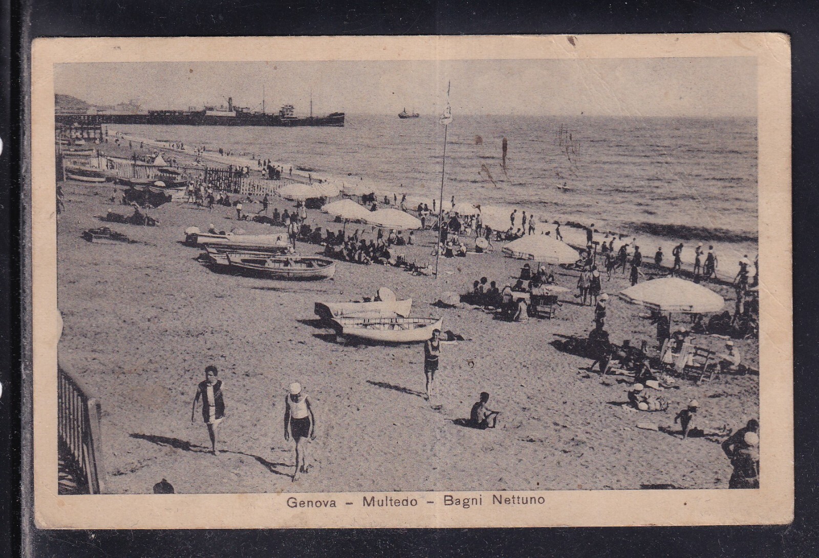Cartolina Genova Multedo Bagni Nettuno ANIMATA G2080