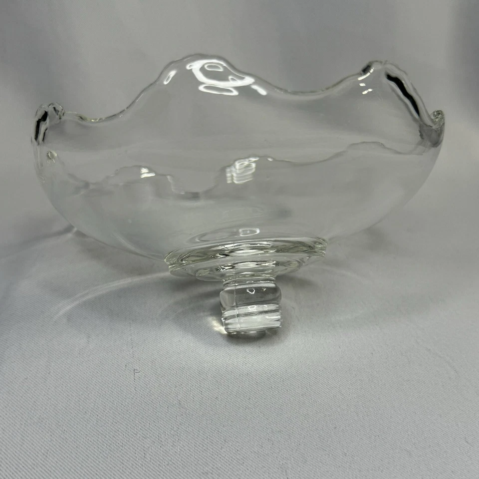 Unique Vintage Clear Glass Candy Bowl Insert Silver Candlestick Insert Screw In - Image 3 of 4