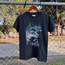 Vintage 1993 Jurassic Park T-Shirt Small T-Rex Dinosaur Tee Black Kids Large 90s